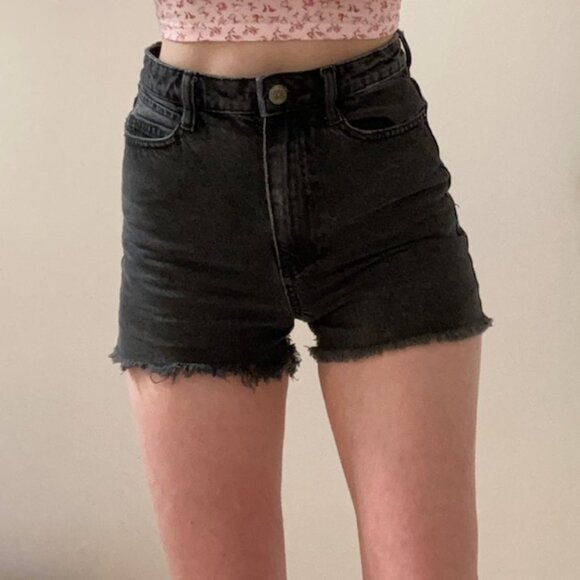 Short Denim Zara Black Jean Shorts High Waisted - Picture 1 of 4